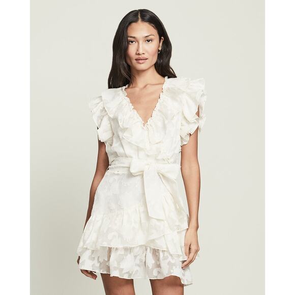 NWT Veronica Beard Mahita Silk Blend Ruffled Mini Flutter Sleeve Dress Size 2 - Picture 1 of 8